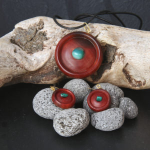 Anhänger + Ohrhänger, Zapote- Malachit